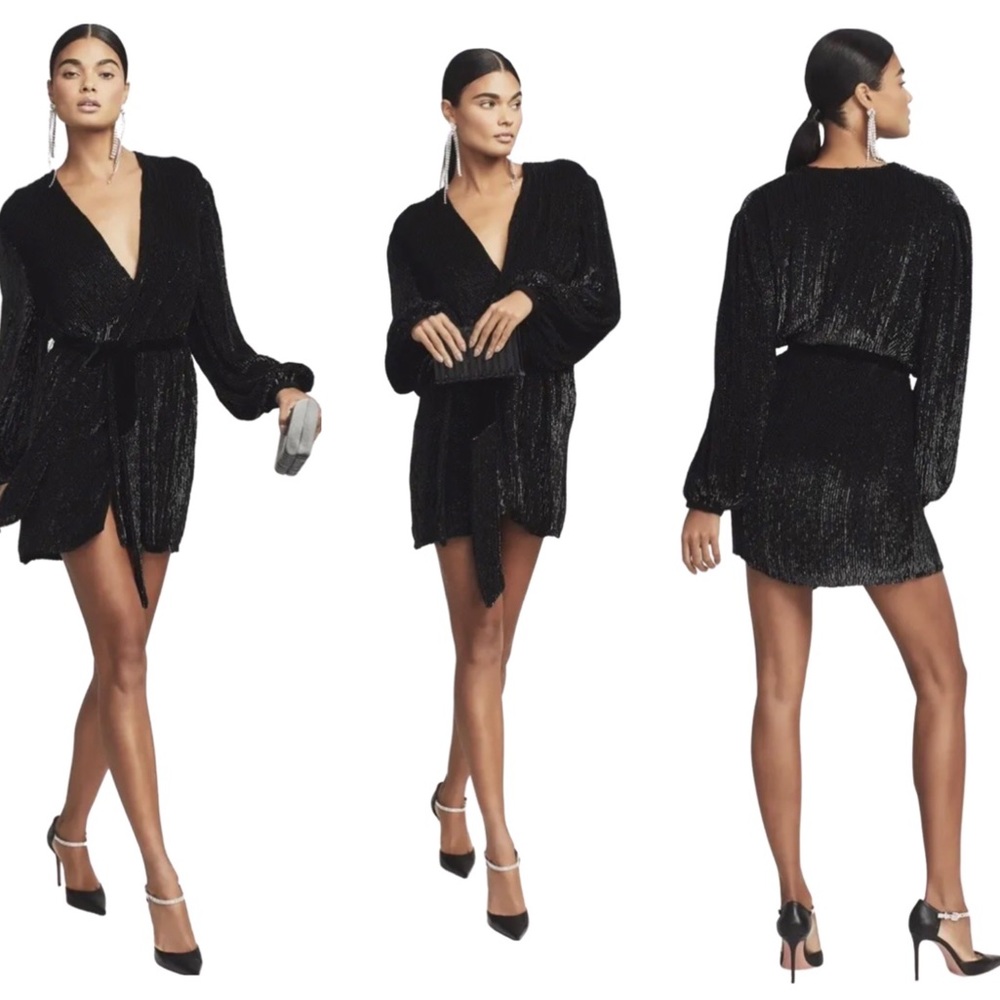 Retrofete Black Metallic Mini Dress